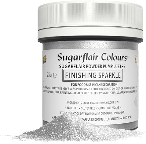 Sugarflair Finishing Sparkle Edible Glitter Dust Powder Pump Refill Tub - Food Colouring Powder, Edible Colour Dust, Brush On, Spray, or Create Eye-Catching Paint Effect - 25g