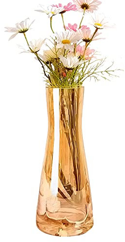 Aoderun Blumenvase Glas Vasen Deko Groß 26cm Hoch Kleine Vasen für Tischdeko Pampasgras Vase Braun für Eine Rose Hyazinthen