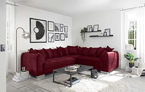 Froschkönig24 Pascha Ecksofa 291 x 259 cm Polstergarnitur Sofagarnitur L-förmig Rot