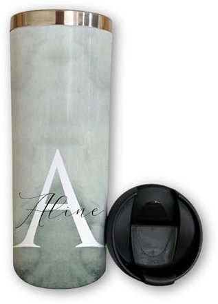 Manufaktur Liebevoll Thermobecher personalisierte Geschenke für Frauen Männer Edelstahl Kaffeebecher to go Geburtstagsgeschenk Name Freundin Freund Kollege Kollegin Geschenk Geburtstag (Motiv Aline)