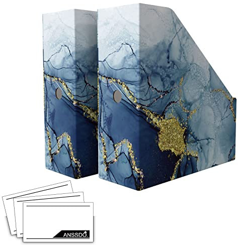 ANSSDO Lot de 6 porte-revues de qualité supérieure pour bureau, organiseur de magazines pliable en carton pour livres, dossiers, magazines pour bureau ou école