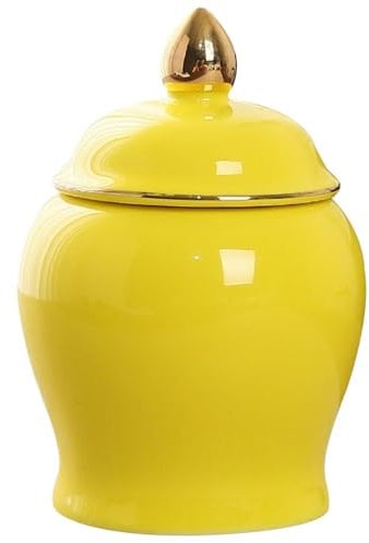 Healeved Ceramic Jars - Vintage Tea Jars with Lid, Mini Food Storage Container Jar for Tea, Coffee Beans, Candy, Flour - Gold Sealed Jar(9X6.2X6.2cm)