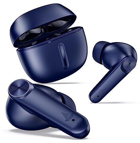 boAt Airdopes Max - Auriculares TWS intraurales con 100 horas de reproducción, micrófonos cuádruples con tecnología ENx, modo bestia (50 ms de baja latencia), carga ASAP, Bluetooth v5.3 e IWP (azul