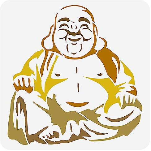 FINGERINSPIRE Buddha Schablone 30x30 cm Schablonen Zum Malen Kunststoff Maitreya Buddha Muster Schablone Vorlage DIY Projekte Und Basteln Schablone Zum Malen Auf Holz Wänden Stoff Heimdekoration