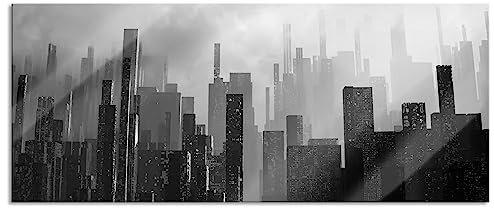 Pixxprint Glasbild Panorama, Wandbild aus Echtglas, Stadt in Trümmern, 120x50 cm, inkl. Aufhängung und Abstandshalter