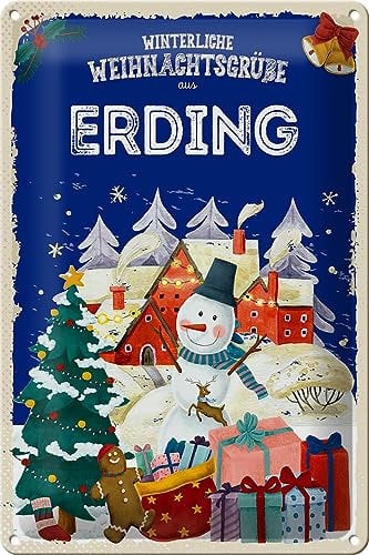 FEMER Blechschild Weihnachtsgrüße ERDING 20x30cm