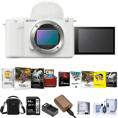 Sony ZV-E1 Mirrorless Camera Body, Black, Bundle with NP-FZ100 Battery, 64GB Memory Card, Smart Charger & Software Kit