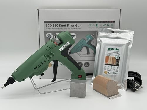 WoodRepair BCD 360 Öko Profi Kit Astfüller-Profi-Pistole, Temperatur einstellbar, Kompaktbeutel Mix, Handhobel & Kühlblock