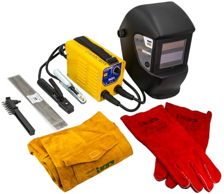 GYS, GYSARC 160, Poste à Souder à l'Électrode Enrobée 160A Monophasé 230V (MMA), Avec Masque Soudage TECHNO 11, Porte-électrode, Câble de Masse, 10 Éléctrodes Ø2,5mm, Marteau/Brosse, Gants, Tablier