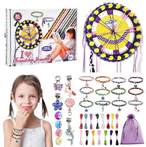 JoyPlus Freundschaftsbänder Bastelset, Freundschaftsarmbänder Selber Machen mit 48 Garnbündeln und 6 Flechtkarten, DIY Armband Bausatz Herstellen,Freundschaftsarmband Herstellung für Kinder ab 6 Jahre