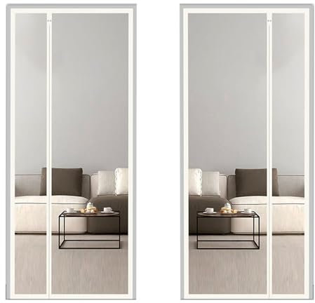 Insektenschutz Plissee Tür,Fliegengitter für Türen, Magnet Vorhang Fliegenvorhang Moskitonetz für Kellertür Schiebetür, Küche, Schlafzimmer, Hof - Weiß/240x250cm