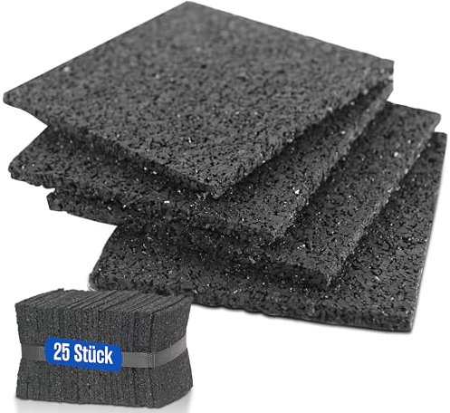 25 Stück Terrassenpads Gummiunterlage Bautenschutzmatte | 15 mm 200 x 200 mm | Größe auswählen