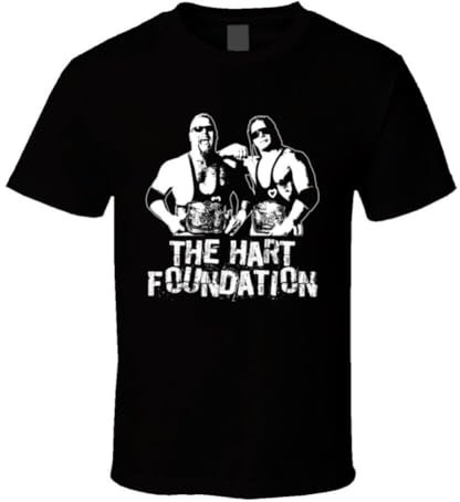 The Hart Foundation Retro Legends of Wrestling Tag Team T Shirt Black XXL