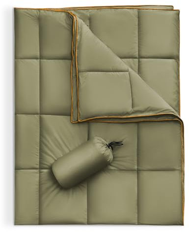 Sonive Campingdecke Reisedecke Ultraleicht,wasserdichte Decke,100% Nylon Warme Outdoor Decke Winddichte für den Außenbereich, leicht, verstaubar,132x190cm,Army Green