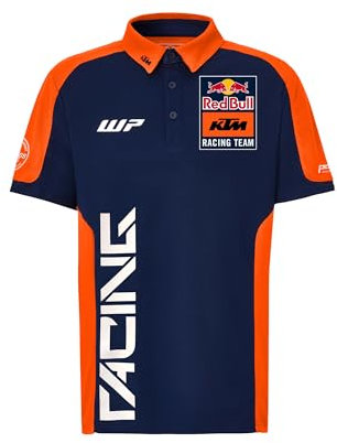 Red Bull - KTM Replica Team Polo KTM Racing Team Logo - Männer - Größe 2XL - Blau/Orange - Feuchtigkeitsableitendes Gewebe - Klassischer Polokragen