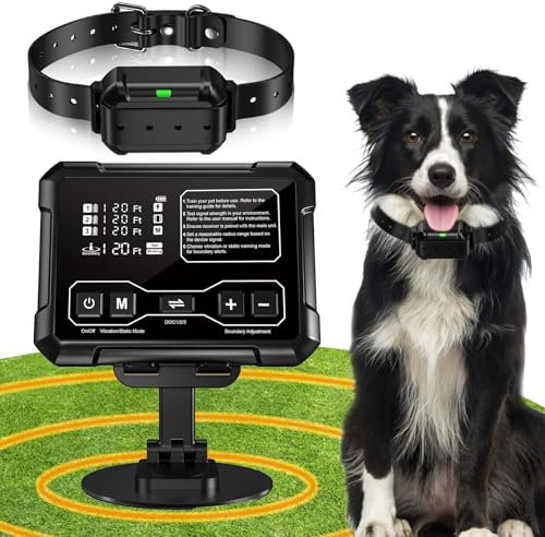Système de clôture pour chien sans fil - 1 Acre haute précision Radar électrique GPS Système de clôture pour chien - surveillance extérieure en temps réel, 9-26 chiens de moyenne et grande taille