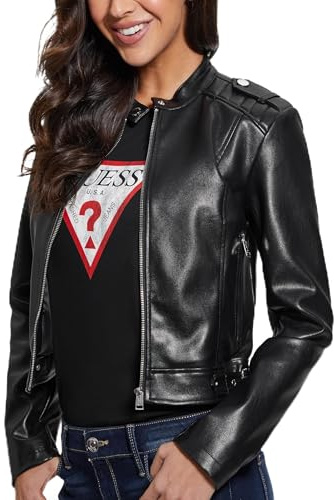 GUESS Montecarla Faux Leather Fitted Jacket Giacca in Ecopelle Donna