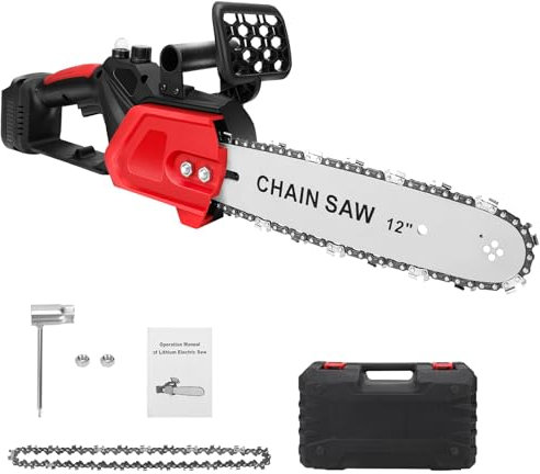 WingFly Electric Chainsaw with 30 cm Chain Guide, Brushless Chainsaw Compatible with Makita 18 V Battery, Safety Breaker, Electric Chain Saw for Garden Tree Pruning (2 Chains)