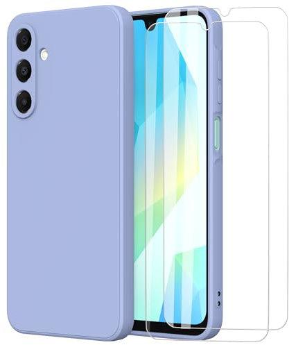 MOONESS Cover per Samsung Galaxy A16 5G / 4G (6.7) Custodia,Con 2 Pellicola Vetro Temperato Morbida Sottile Liquid TPU Antiurto Anti-Scratch Case - Viola