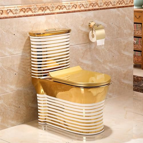 SDVantage Golden Toilet Super Toilets for Bathrooms Ceramic Toilet One Piece Toilet with Comfort Seat,400mm-28x30x16in