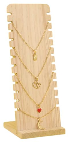 BNREOZA 1 pezzo di legno 12 slot collana gioielli stand, tabellone da tavolo, negozio finestra scaffale, lungo organizzatore trasferimento a catena, collana in pelle ciondolo bracciale