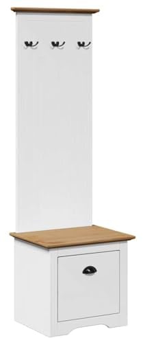 vidaXL Flurschrank mit Haken BODO Weiß und Braun 50x40x157 cm