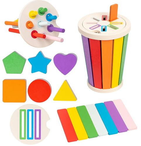 Afenau Kinder Montessori Spielzeug ab 2 3 4 Jahre, Steckspiel ab 1 Jahr Farbe Form Sortierspielzeug, Sortierspiel ab 1 Jahr Holz, Holzspielzeug Montessori Steckspiel ab 2 für Kinder Weihnachten