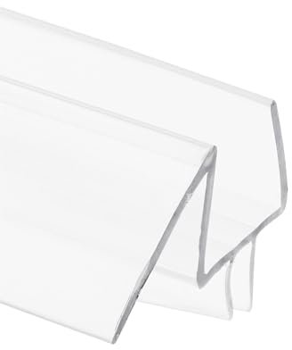 Prime-Line M 6259 Joint de bas de porte de douche sans cadre pour portes en verre épais de 1,27 cm, double rabat et protection anti-goutte à 45 degrés, 91,4 cm, vinyle transparent (lot de 1)