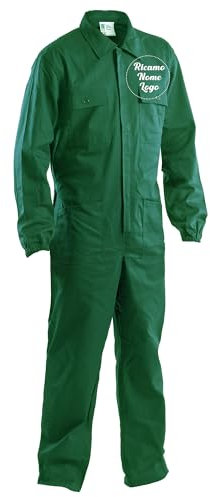 Ristohouse Tuta da Lavoro Intera in Cotone, Blu Navy, 260 gr/m², con Elastici ai Polsi, Tasche Multiple (Verde, M)