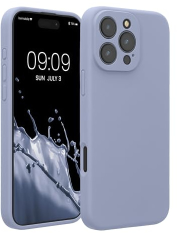 kwmobile Handyhülle für Apple iPhone 16 Pro Max Hülle - gummierte Handy Silikon Case für iPhone 16 Pro Max - Schutzhülle Cover - Hellblau matt