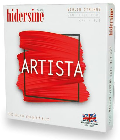 Hidersine Artista - Juego de cuerdas para violín, núcleo sintético, tamaño 4/4-3/4, para estudiantes de violín intermedios y avanzados