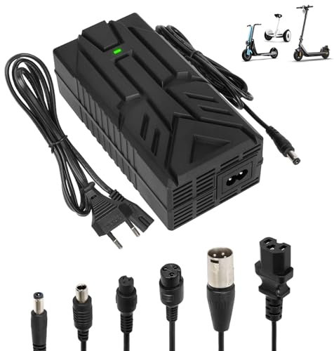 HPGAAVD 54,6V 2A Caricatore per Scooter Elettrico,Caricatore Hoverboard,48V Caricatore Universale batteria litio con 6 Connettori,Carica rapido per Hoverboard, Bici Equilibrata, Drifting Board,E-Bike
