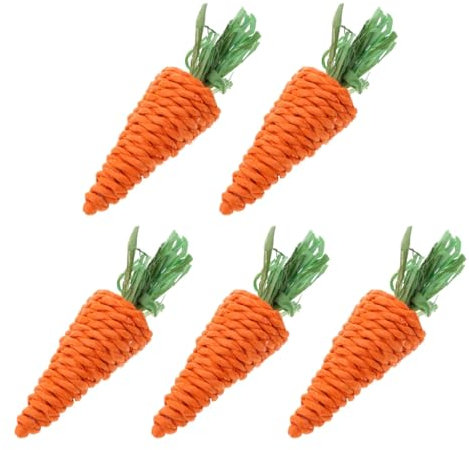 Chevnzev Gras Behandeln Kaninchen Kauen Spielzeug Natürliche Gras Karottenform Spielzeug Für Kaninchen Kleine Haustierzähne Pflege 5 Pieces