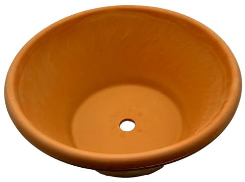 Generico Vaso Catino Ciotola Bordato in Terracotta – Vaso Artigianale per Piante e Fiori – Disponibile in Varie Misure – Fatta a Mano in Italia – Resistente al Gelo - Diam. 31 H. 14 cm