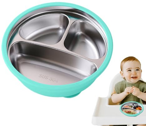 Assiette compartimentée bébé - Assiettes Enfant Sécurisées en Acier Inoxydable | Plateau Nourriture Garderie Pique-nique Maison Extérieur Transport