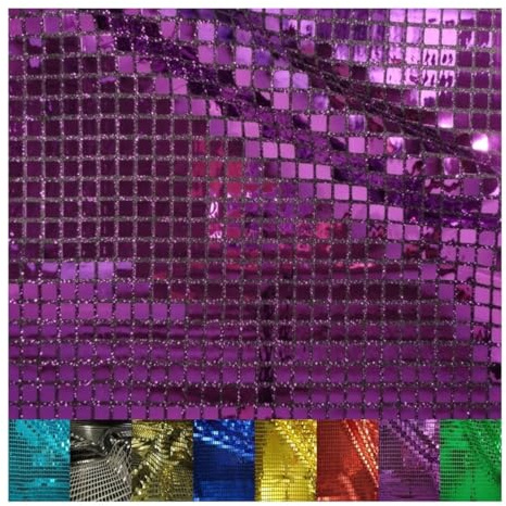 Fabrics-City violett Metallpailletten Stoff Meterware 8x8mm, Paillettenstoff für Fasching, nähen, Kostüme & Dekoration, sparkling Paillettes, Wende-Pailletten, Metallic-Look, 5451