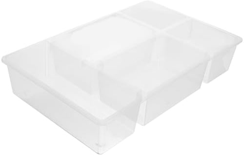 Contenitore Portaposate Trasparente Bianco in Plastica PP per Cassetti | Design a Griglia Scomparti Separati, Fondo Piatto e Superficie Liscia, 1 Pezzo