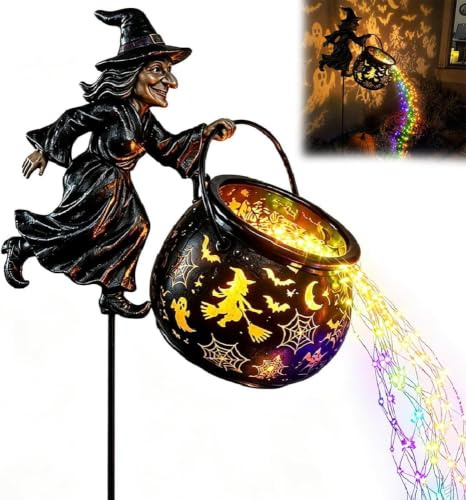 Halloween Hexenlampe | Zauberhutes Hutte & Wandprojektion mit Lichterkette