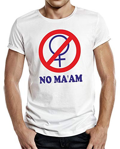 RAHMENLOS Original T-Shirt für den aktiven Al Bundy Fan: No Maam, Nr.1241,Weiß, M
