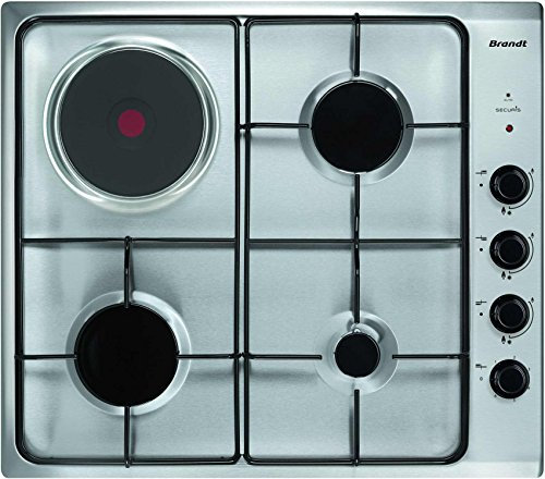 Brandt - BPE6411XM - Plaque Gaz - Table de Cuisson Encastrable - Blanc - 4 Foyers - 6300W - Dimensions Encastrement : 56x49cm - Technologie Sécurité Gaz - Fabriqué en France