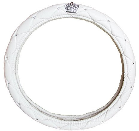Auto-Lenkrad-Abdeckungen Universal Fit 38cm / 15 Zoll atmungsaktiv Anti-Rutsch-Leder-Protector, Lenkradhülle Lenkrad Abdeckung Lenkradbezug aus Mikrofaser-Leder von DUBENS (Weiß)