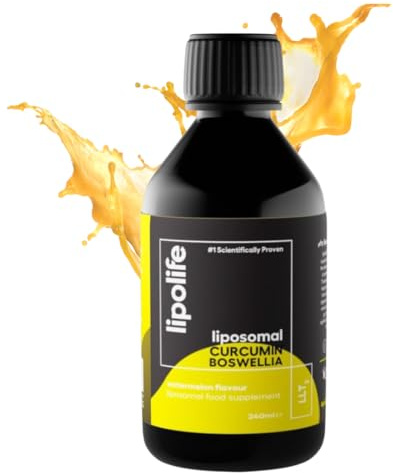 Liposomal Boswellia & Curcumin Watermelon Flavour 240ml - LLT2 High Absorption Liquid Curcumin Supplement for Joint Support, Healthy Inflammatory Response & Antioxidant Protection