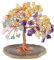 mookaitedecor Multicolore Arbre de Vie Decoration,Polie Pierres et Cristaux & Socle en Tranche de Agate Géode Naturelle Guérison Déco
