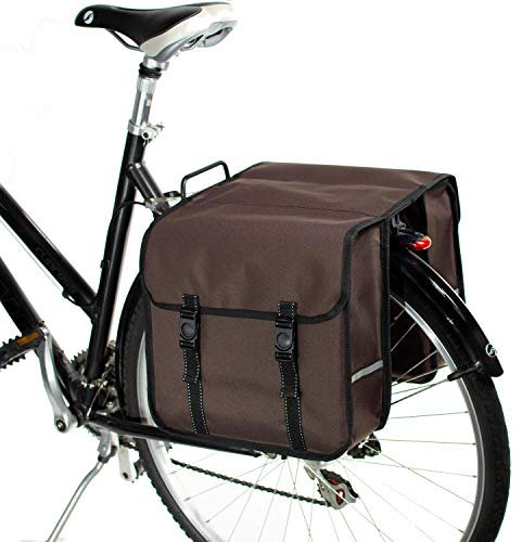 BikyBag Classic – Doppelte Fahrradtasche – 26 L Wasserabweisende Gepäckträgertasche | Fahrradtasche für Pendler & Einkauf(Classic - Braun)