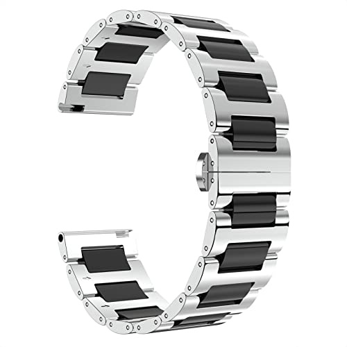 BINLUN Ersatz Armband Edelstahl Keramik Armband Poliert 12mm /14mm /18mm /20mm /22mm mit Butterfly Schnalle