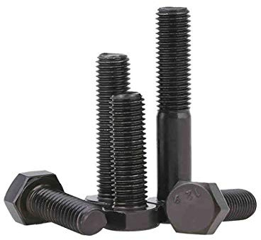 BOZONLI Sechskantschrauben Kohlenstoffstahl Vollgewindeschrauben Schrauben Schwarz, M12×70mm,3 Stück