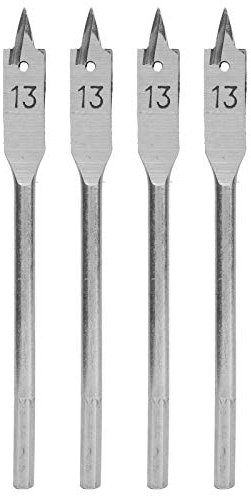 Juego de Brocas de Pala de 4 Piezas, Broca de Madera Plana de 13mm, Brocas Planas de Paleta de Acero Alto Carbono, Abridor de Agujeros para Carpintería, Herramientas de Perforación Bricolaje