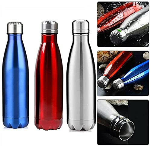 Vidoelettronica® Botella de agua de acero inoxidable, sin BPA, vacío aislado, botella térmica de metal para bebidas calientes durante 12 horas y frías 24 horas, botella de deporte, trabajo y