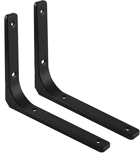 Regalwinkel Schwerlast, SAYAYO Regalhalterung Schwarz Regalhalter Metall 90 Grad L-förmige 2 Stück Winkel Regal 300x250 für Wandhalterung Regal, Eckregal, Hölzern Möbel, EJR300B-2P