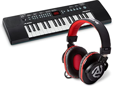 Alesis Melody 32 + Numark HF175 - Pianola Portatile a 32 tasti con casse, 300 suoni, 40 brani e connettività USB-MIDI + Cuffie con Filo 3 m con Driver da 40 mm e Padiglioni di Alta Qualità